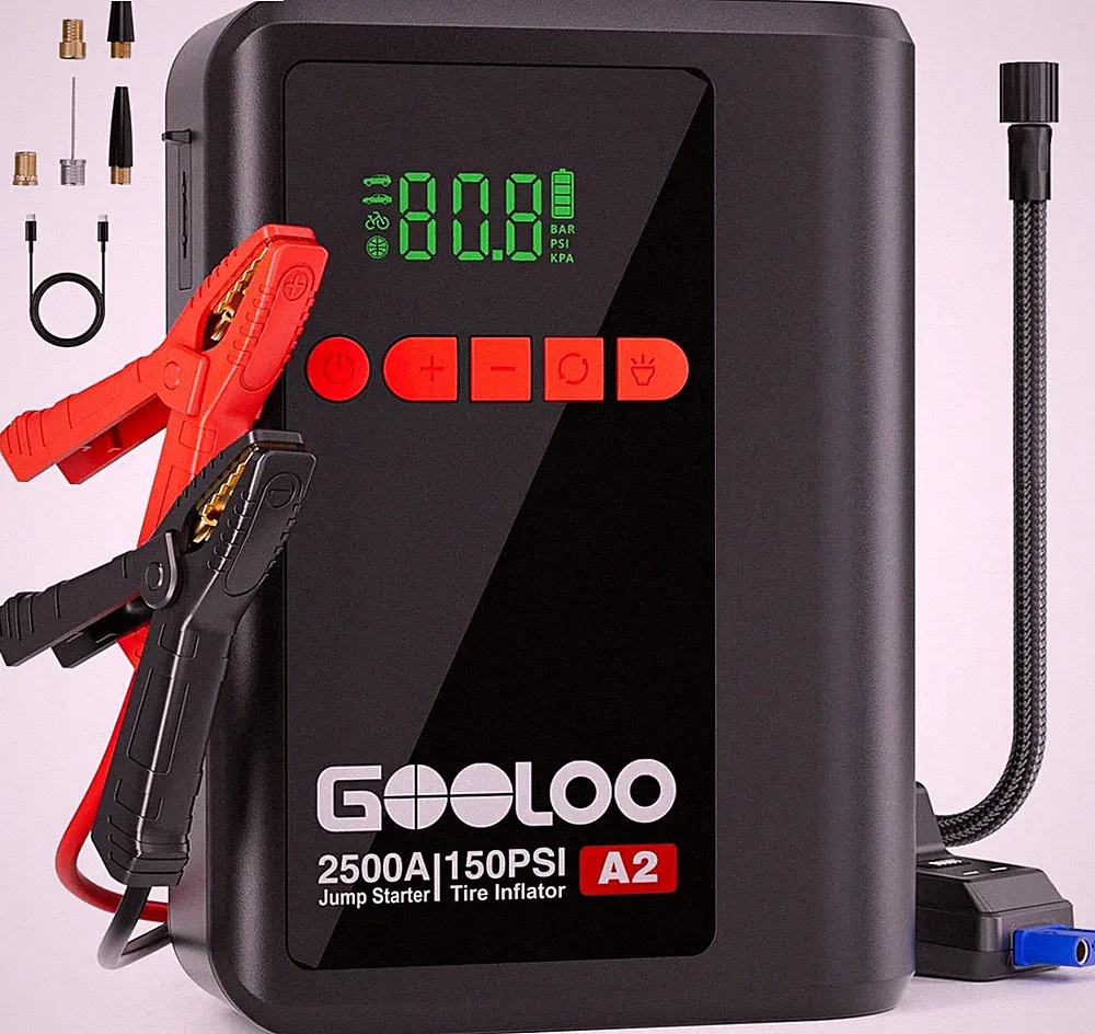 8-in-1 Portable Jump Starter & Air Compressor, Car Battery Booster Up to 8L