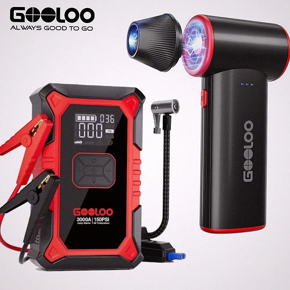 GOOLOO A3 Jump Starter with Air Compressor F3 150000RPM Electric Air Duster US