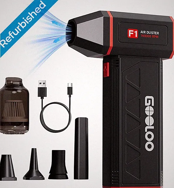 GOOLOO F1 Compressed Air Duster,4 Gear 160000RPM Electric Air Duster LED Light