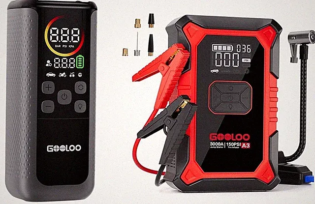GOOLOO GT160 Dual Tire Inflator Portable Air Compressor & GOOLOO A3 Jump Star...