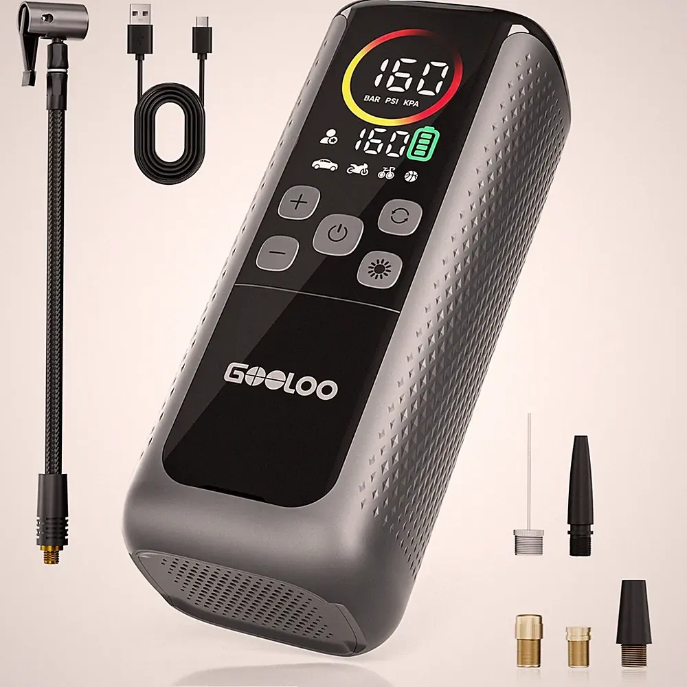 Portable Air Compressor Tire Inflator Dual Cylinder LED GOOLOO GT160 Electric