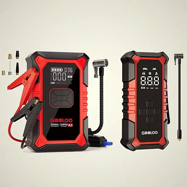 Portable GOOLOO A3 Jump Starter with Air Compressor & A6 Gear Tire Inflator