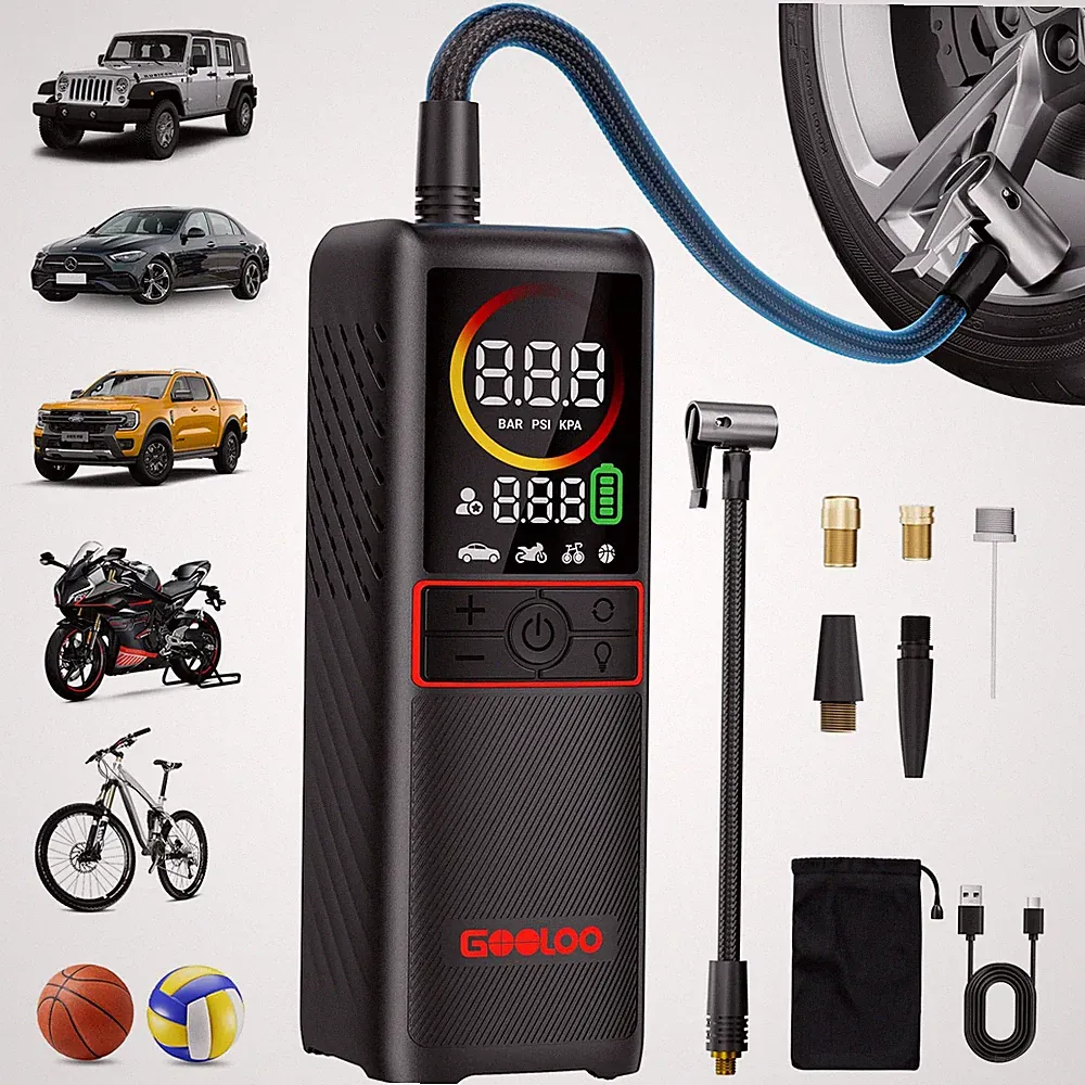 Portable Tire Inflator 160PSI Cordless Air Compressor Digital Gauge GOOLOO GT160